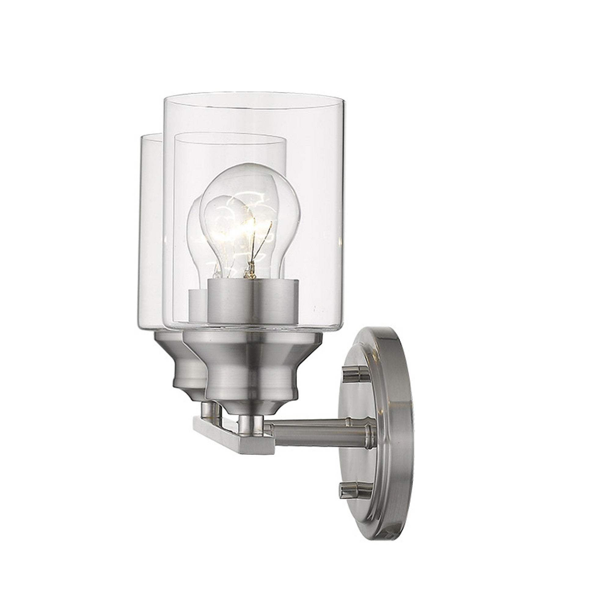 Two Light Silver Wall Light with Clear Glass Shade - Homeroots - Flyclothing LLC