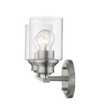 Two Light Silver Wall Light with Clear Glass Shade - Homeroots
