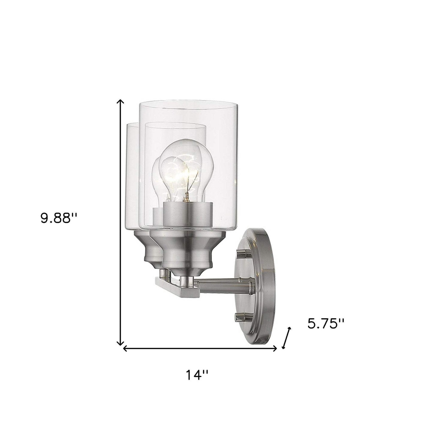 Two Light Silver Wall Light with Clear Glass Shade - Homeroots - Flyclothing LLC