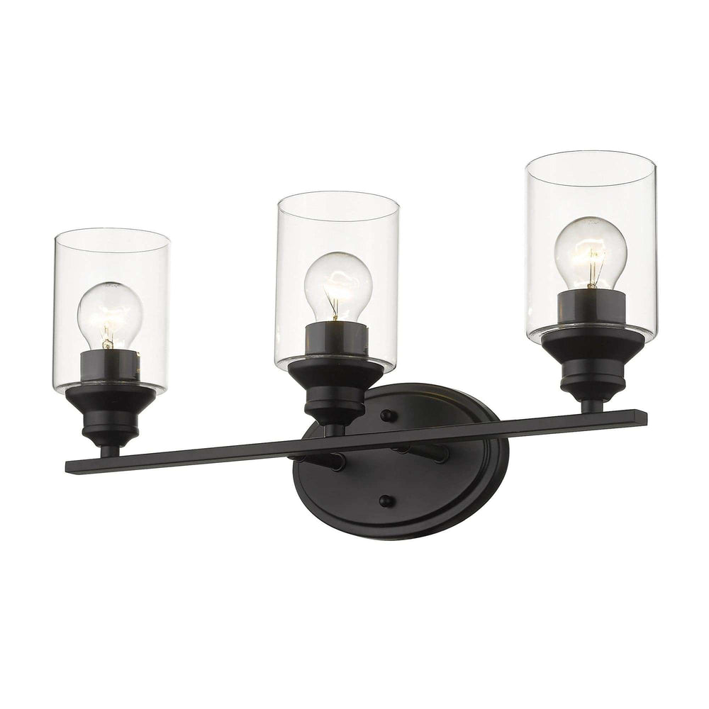 Three Light Matte Black Wall Light with Clear Glass Shade - Homeroots - Flyclothing LLC