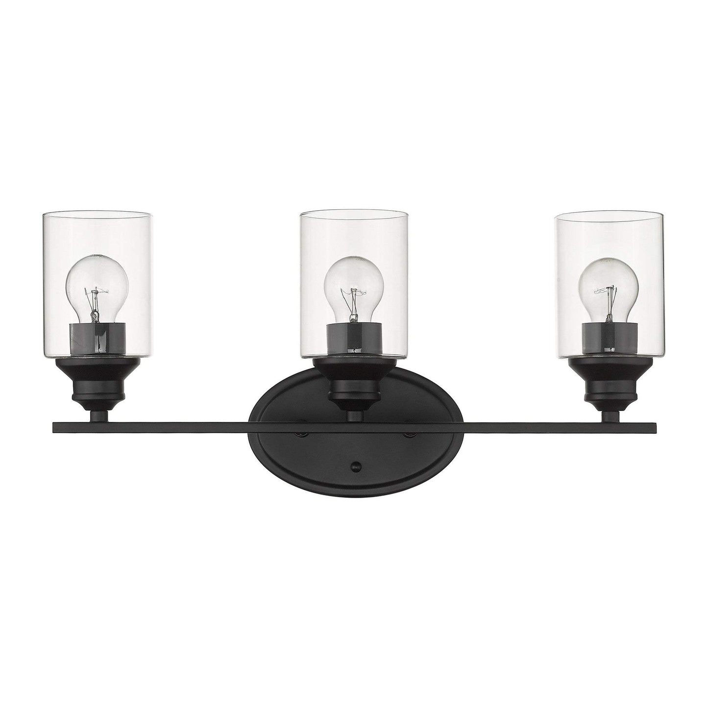 Three Light Matte Black Wall Light with Clear Glass Shade - Homeroots - Flyclothing LLC