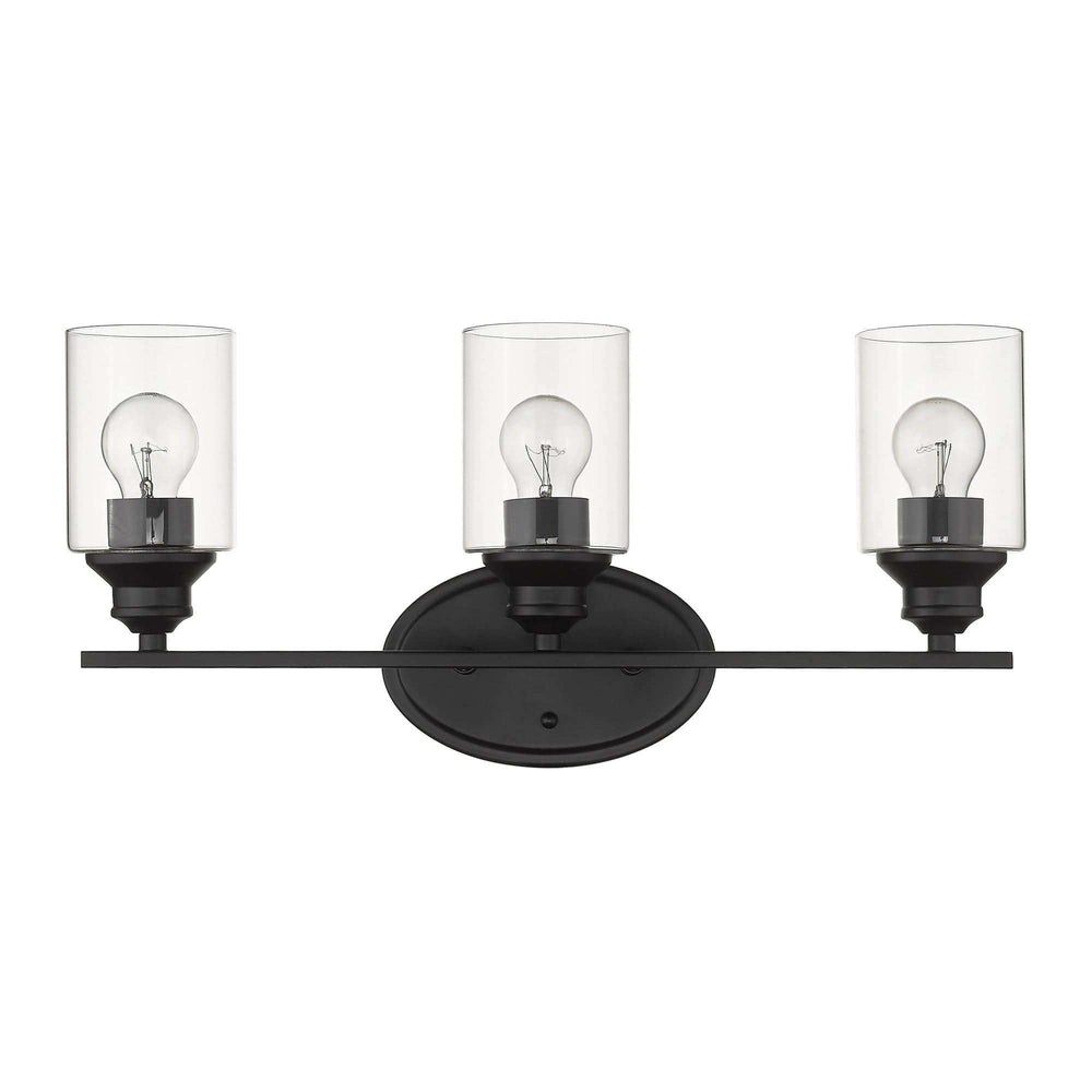 Three Light Matte Black Wall Light with Clear Glass Shade - Homeroots - Flyclothing LLC