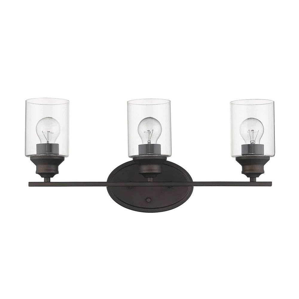 Three Light Bronze Wall Light with Clear Glass Shade - Homeroots - Flyclothing LLC