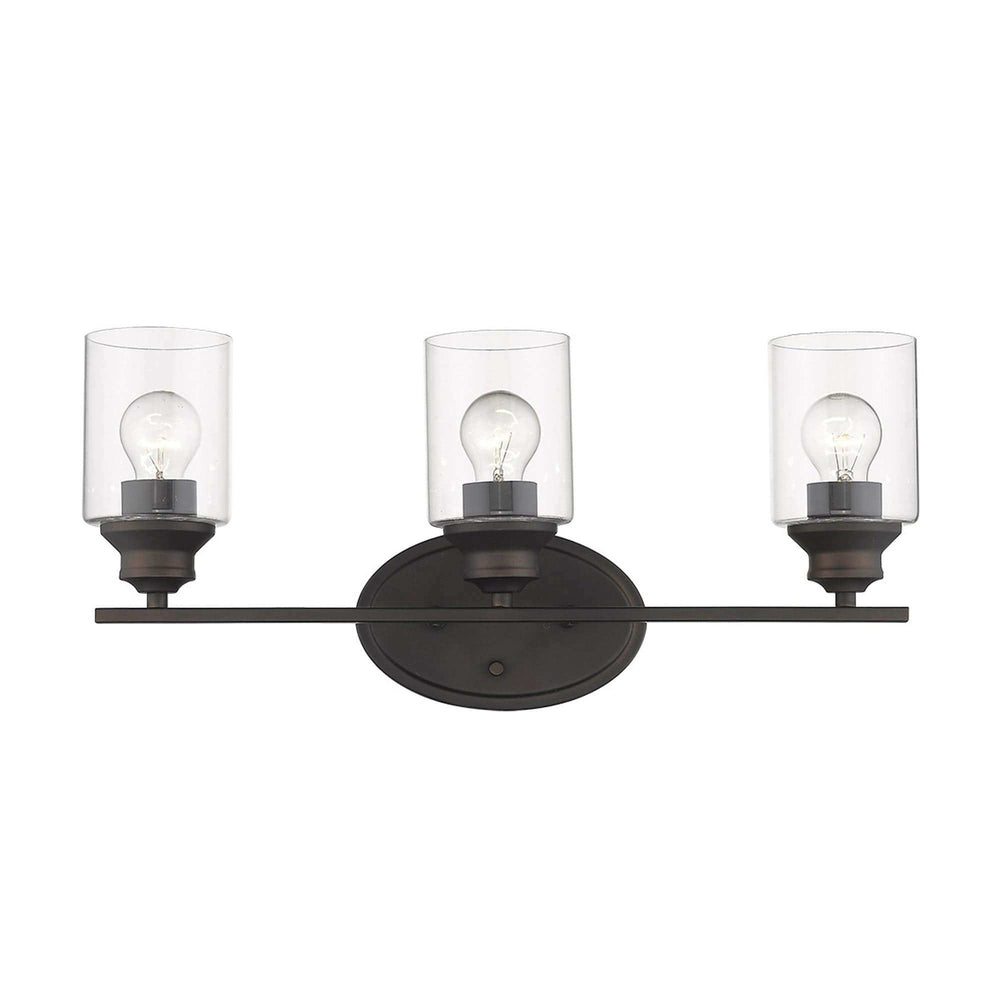 Three Light Bronze Wall Light with Clear Glass Shade - Homeroots - Flyclothing LLC