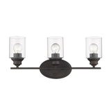 Three Light Bronze Wall Light with Clear Glass Shade - Homeroots