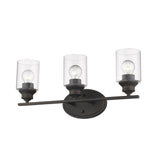 Three Light Bronze Wall Light with Clear Glass Shade - Homeroots