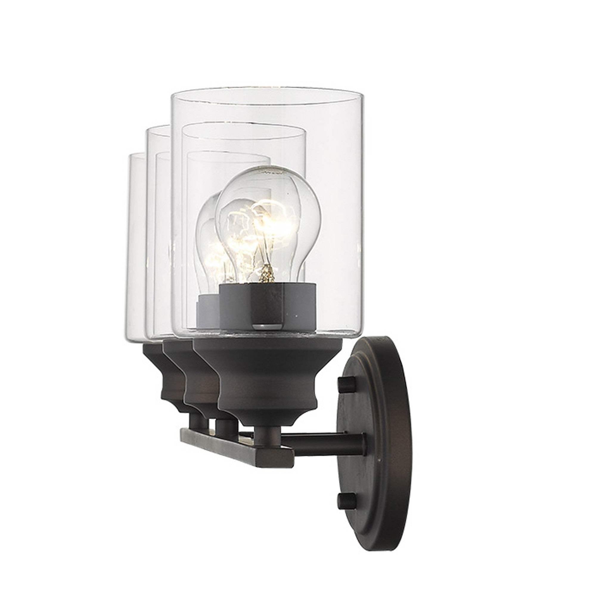 Three Light Bronze Wall Light with Clear Glass Shade - Homeroots - Flyclothing LLC
