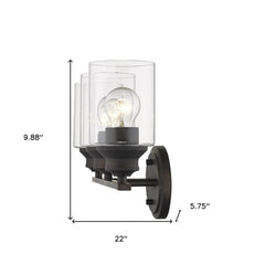Three Light Bronze Wall Light with Clear Glass Shade