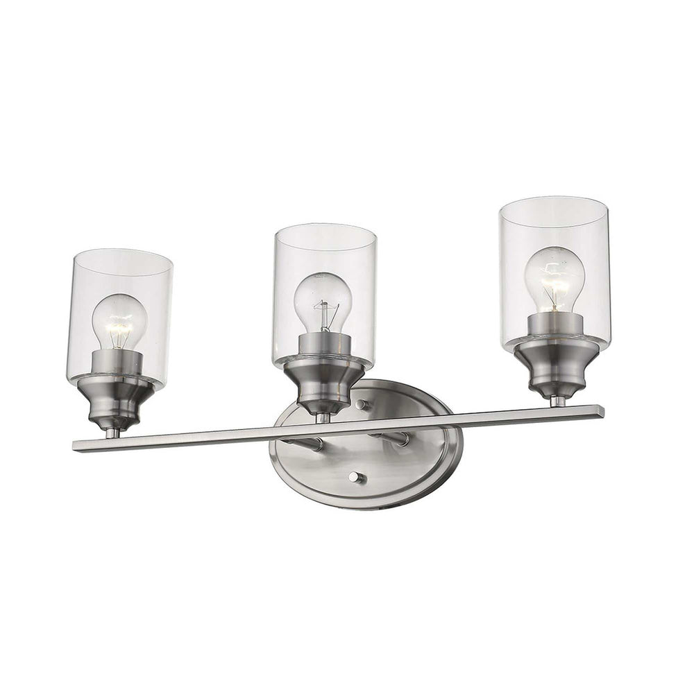 Three Light Silver Wall Light with Clear Glass Shade - Homeroots - Flyclothing LLC