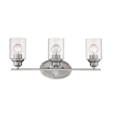 Three Light Silver Wall Light with Clear Glass Shade - Homeroots