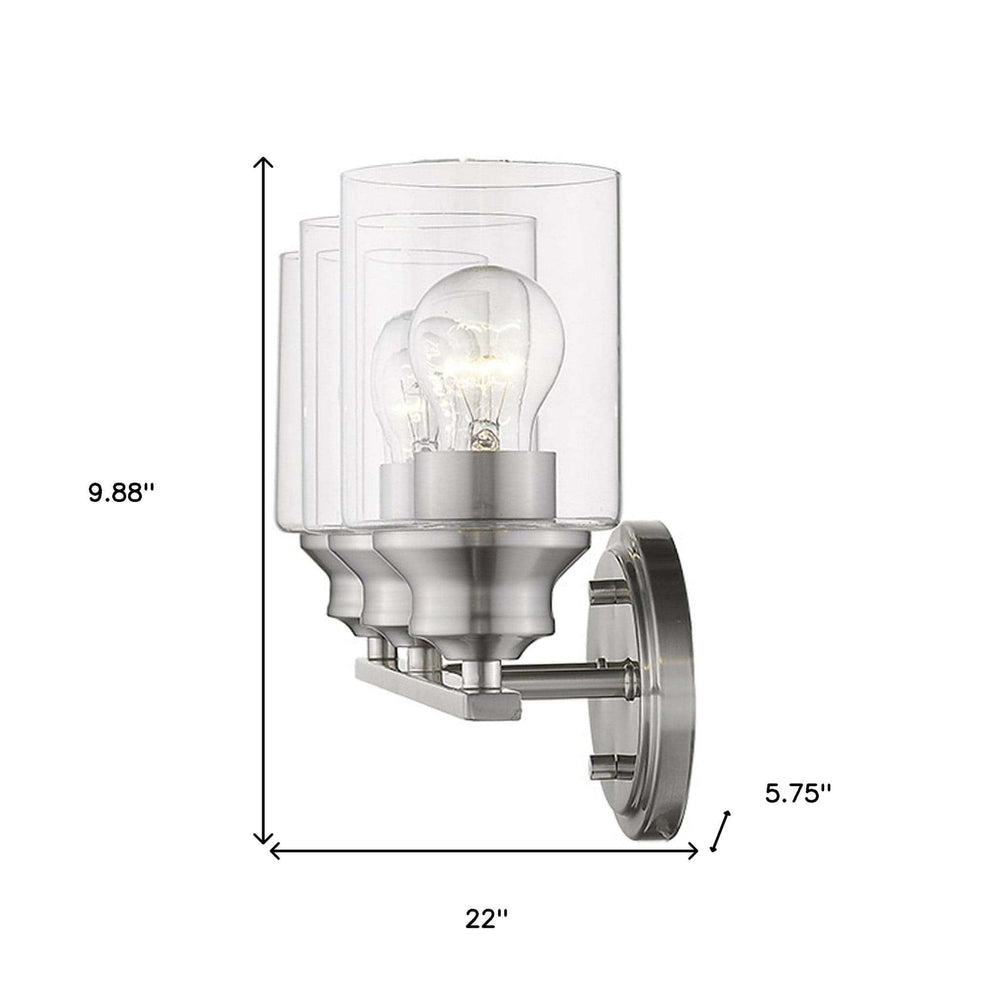 Three Light Silver Wall Light with Clear Glass Shade - Homeroots - Flyclothing LLC