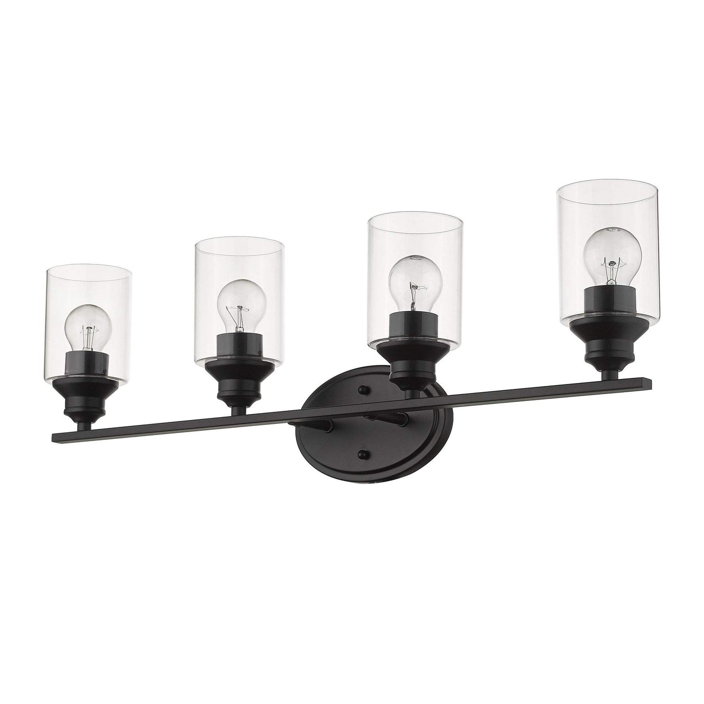 Four Light Matte Black Wall Light with Clear Glass Shade - Homeroots - Flyclothing LLC