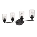 Four Light Matte Black Wall Light with Clear Glass Shade - Homeroots - Flyclothing LLC