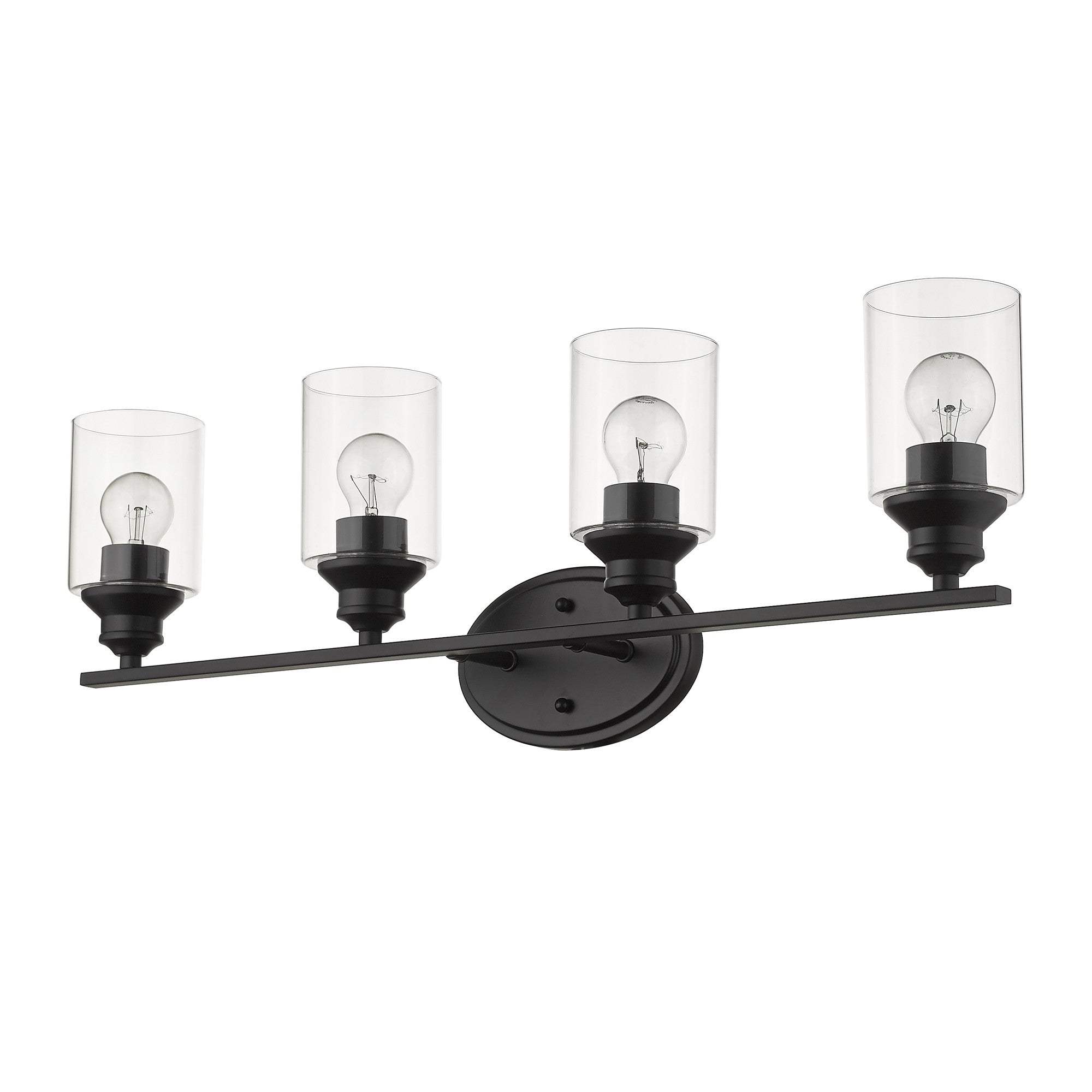 Four Light Matte Black Wall Light with Clear Glass Shade - Homeroots - Flyclothing LLC