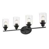 Four Light Matte Black Wall Light with Clear Glass Shade - Homeroots