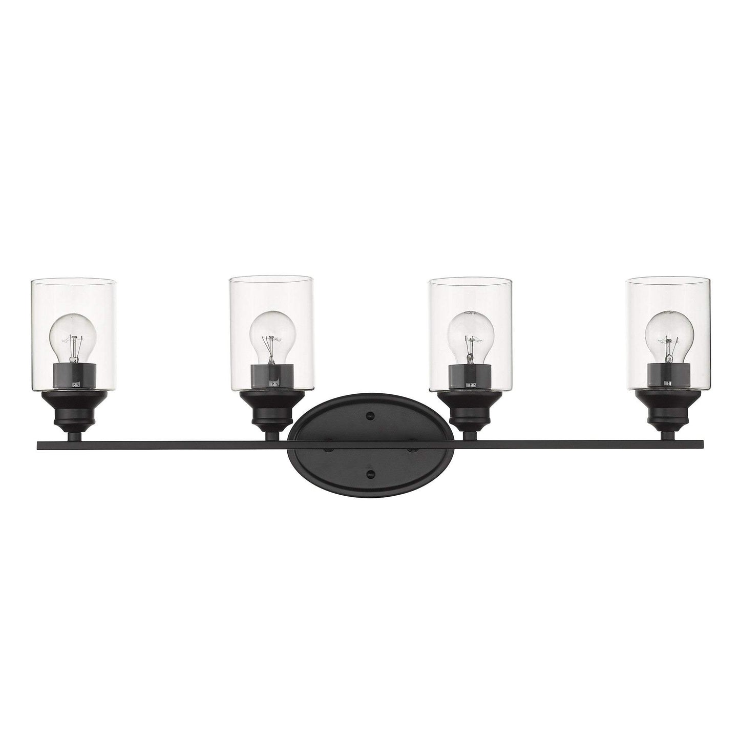 Four Light Matte Black Wall Light with Clear Glass Shade - Homeroots - Flyclothing LLC