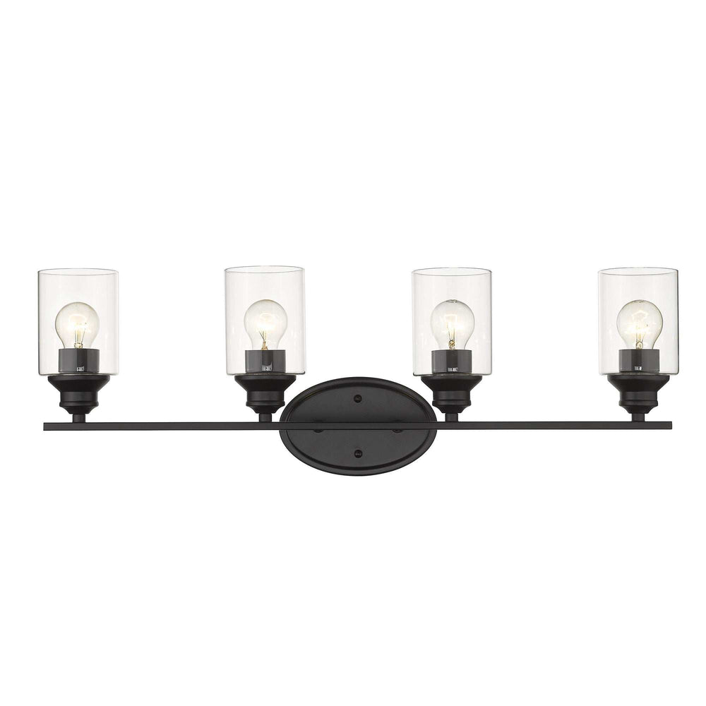 Four Light Matte Black Wall Light with Clear Glass Shade - Homeroots - Flyclothing LLC