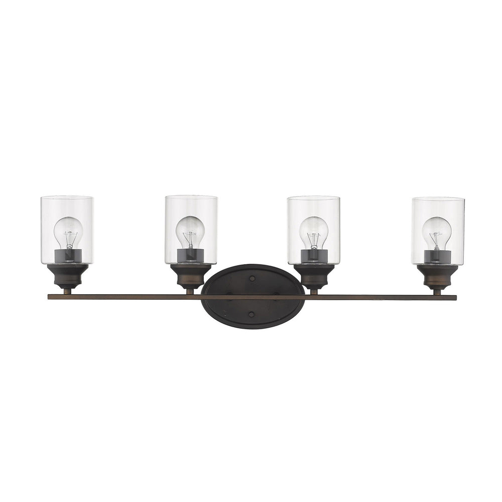 Four Light Bronze Wall Light with Clear Glass Shade - Homeroots
