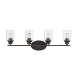 Four Light Bronze Wall Light with Clear Glass Shade - Homeroots