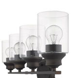 Four Light Bronze Wall Light with Clear Glass Shade - Homeroots