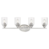 Four Light Silver Wall Light with Clear Glass Shade - Homeroots