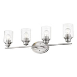 Four Light Silver Wall Light with Clear Glass Shade - Homeroots