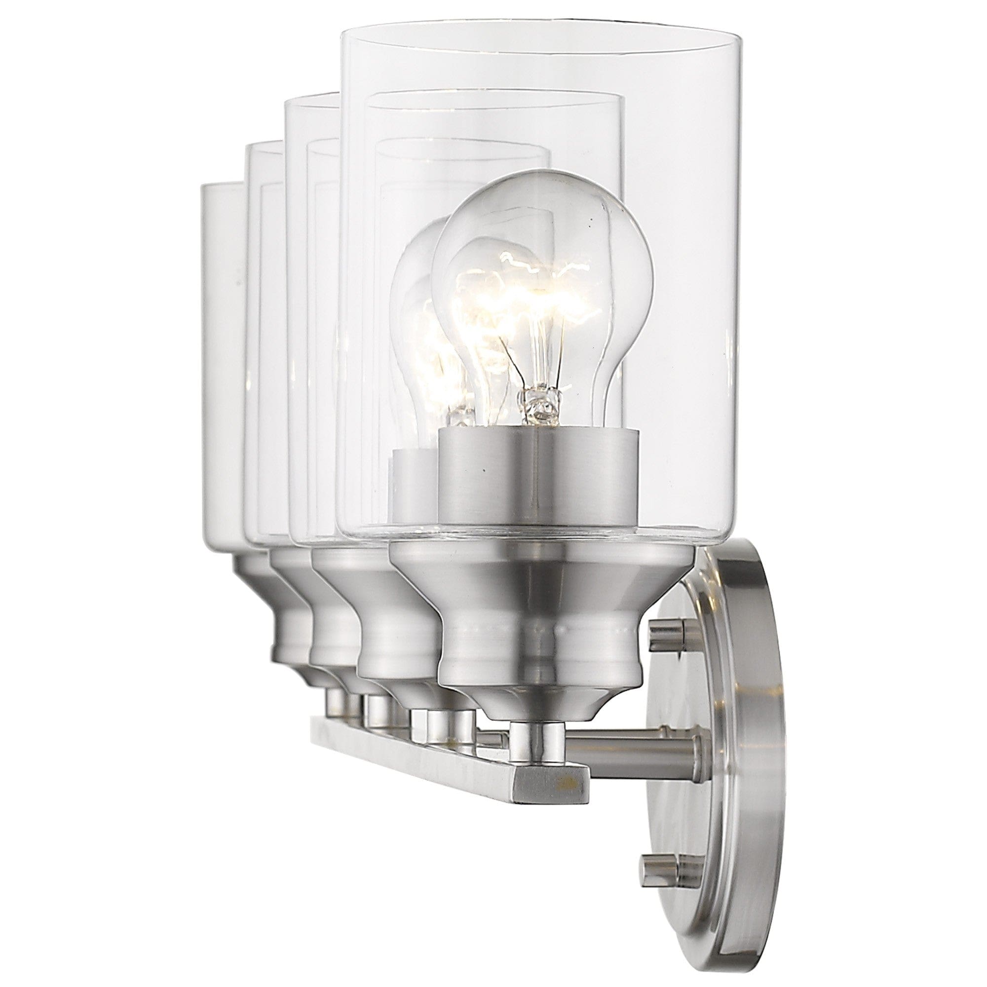 Four Light Silver Wall Light with Clear Glass Shade - Homeroots