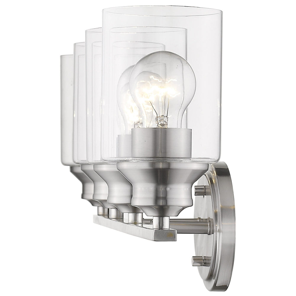 Four Light Silver Wall Light with Clear Glass Shade - Homeroots