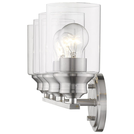 Four Light Silver Wall Light with Clear Glass Shade - Homeroots