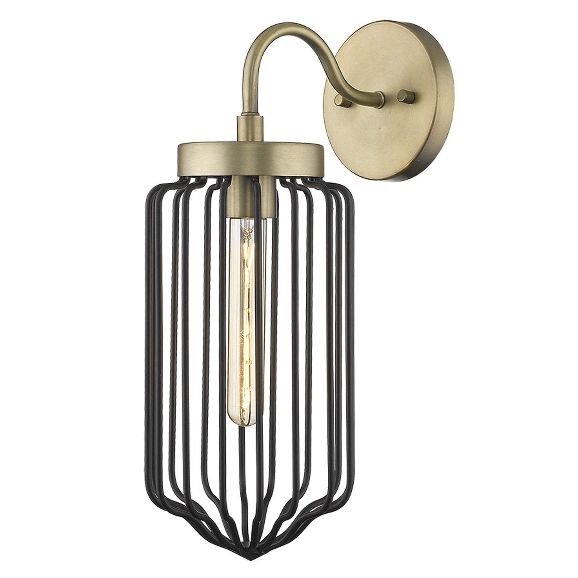 Gold and Black Metal Cage Wall Sconce - Homeroots - Flyclothing LLC