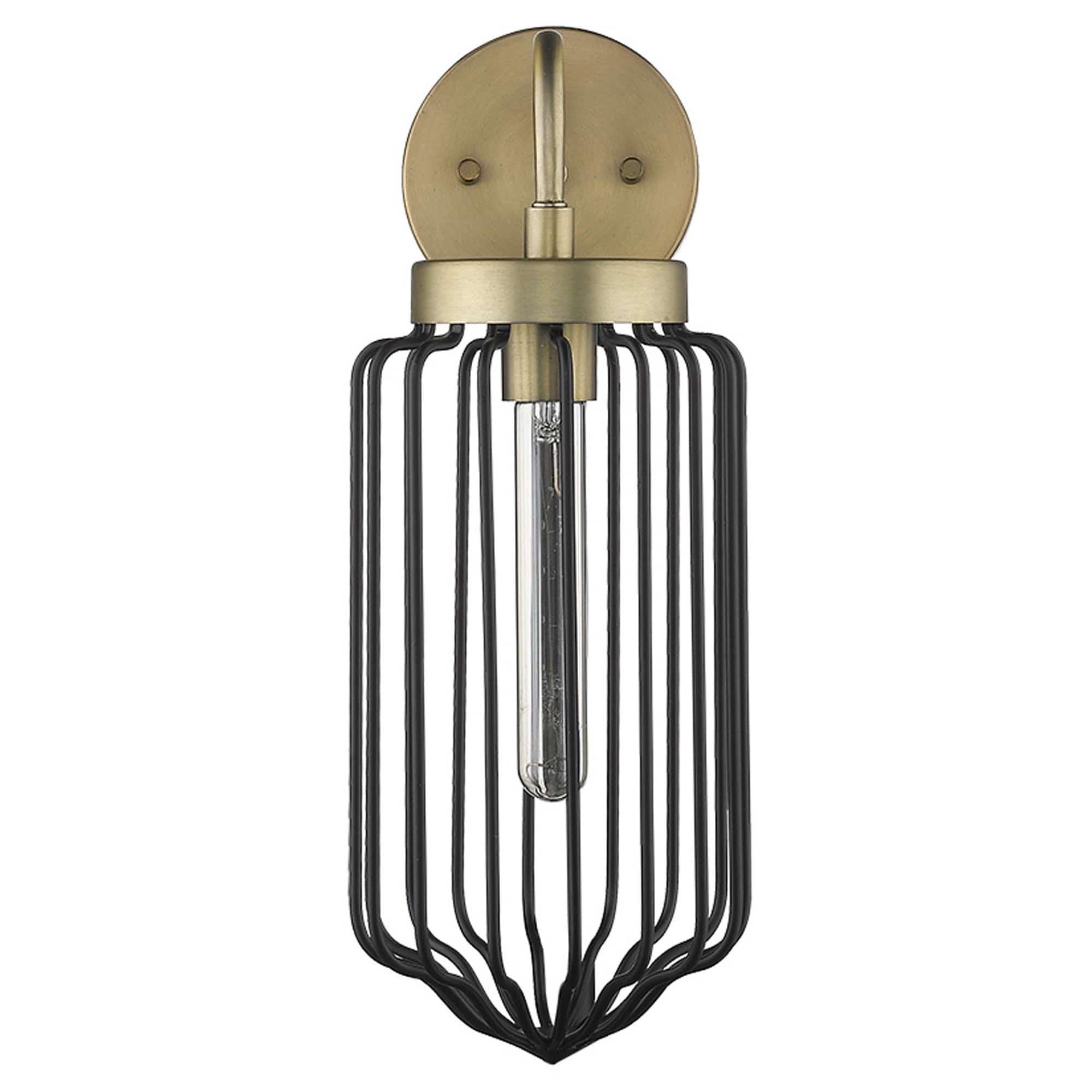 Gold and Black Metal Cage Wall Sconce - Homeroots