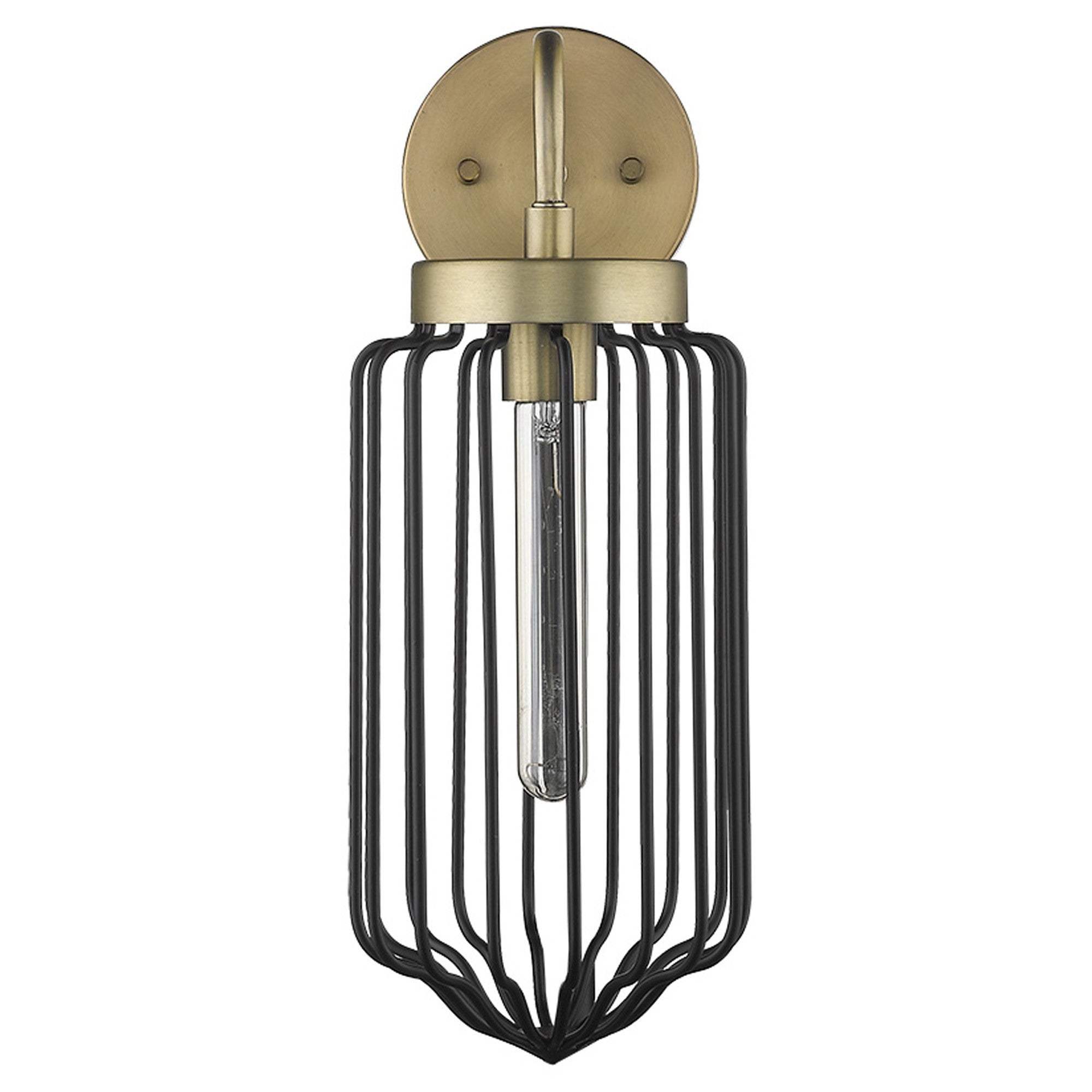 Gold and Black Metal Cage Wall Sconce - Homeroots - Flyclothing LLC