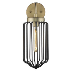 Gold and Black Metal Cage Wall Sconce - Homeroots