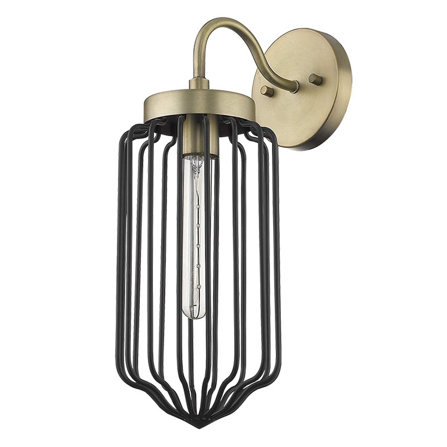 Gold and Black Metal Cage Wall Sconce - Homeroots - Flyclothing LLC