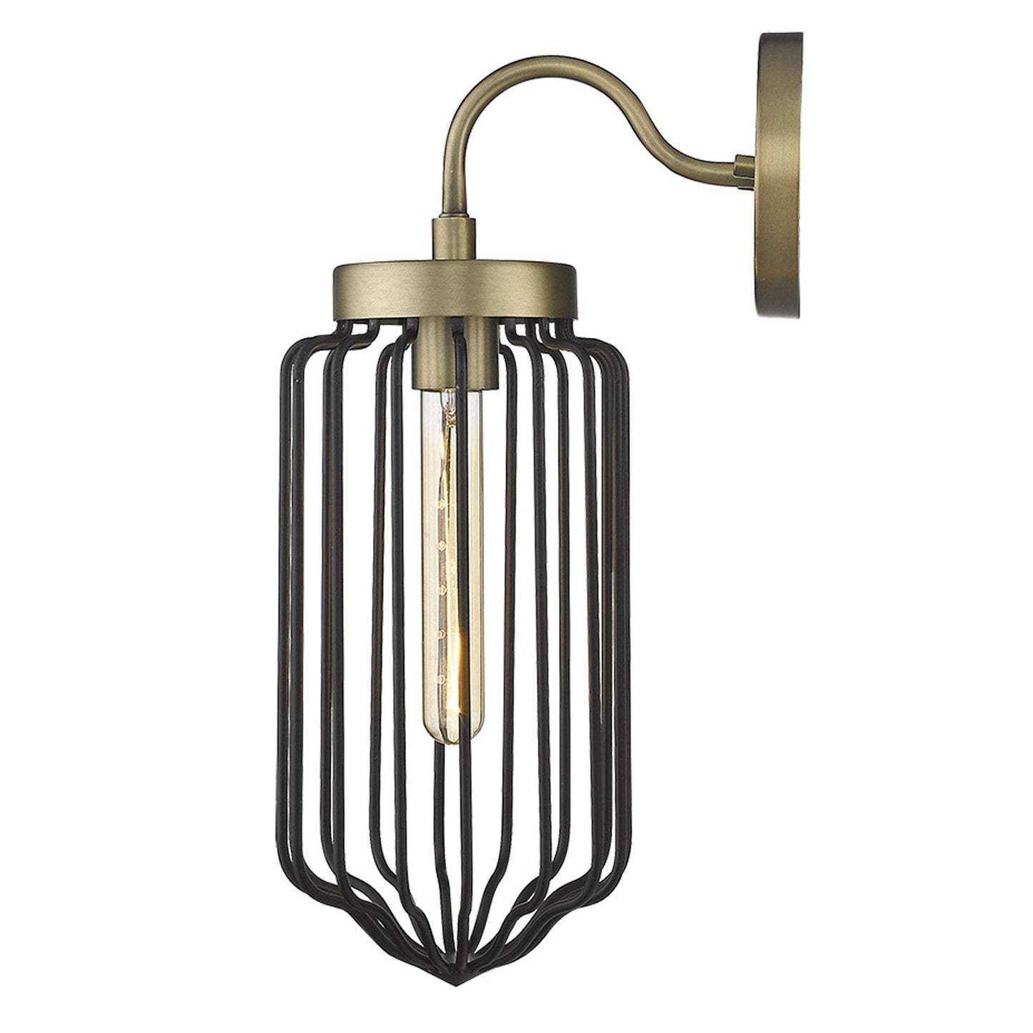Gold and Black Metal Cage Wall Sconce - Homeroots - Flyclothing LLC