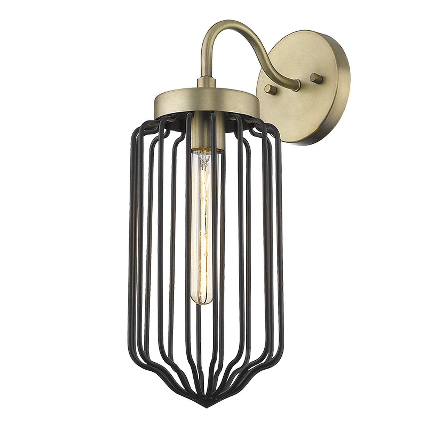 Gold and Black Metal Cage Wall Sconce - Homeroots - Flyclothing LLC