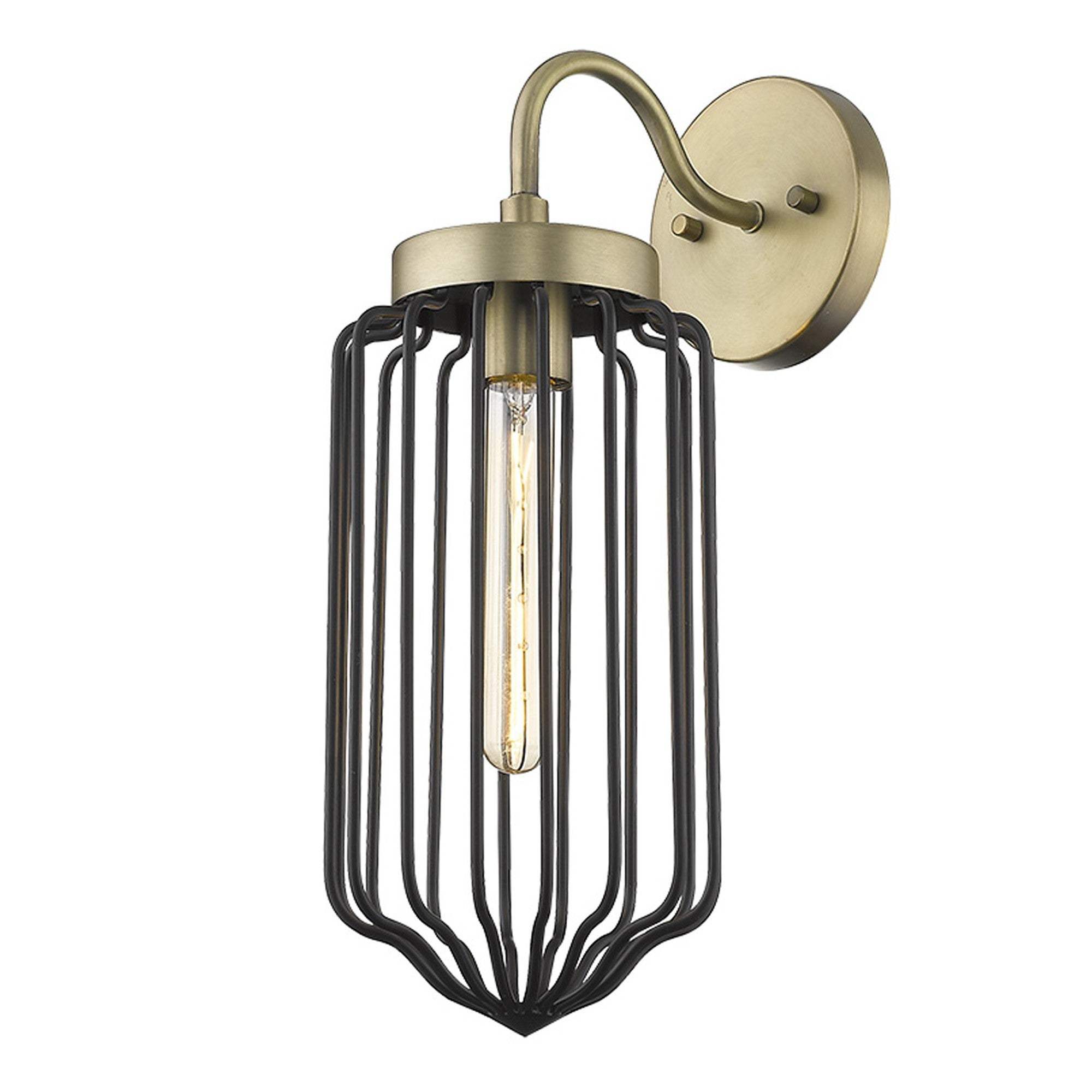 Gold and Black Metal Cage Wall Sconce - Homeroots - Flyclothing LLC