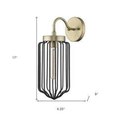 Gold and Black Metal Cage Wall Sconce - Homeroots