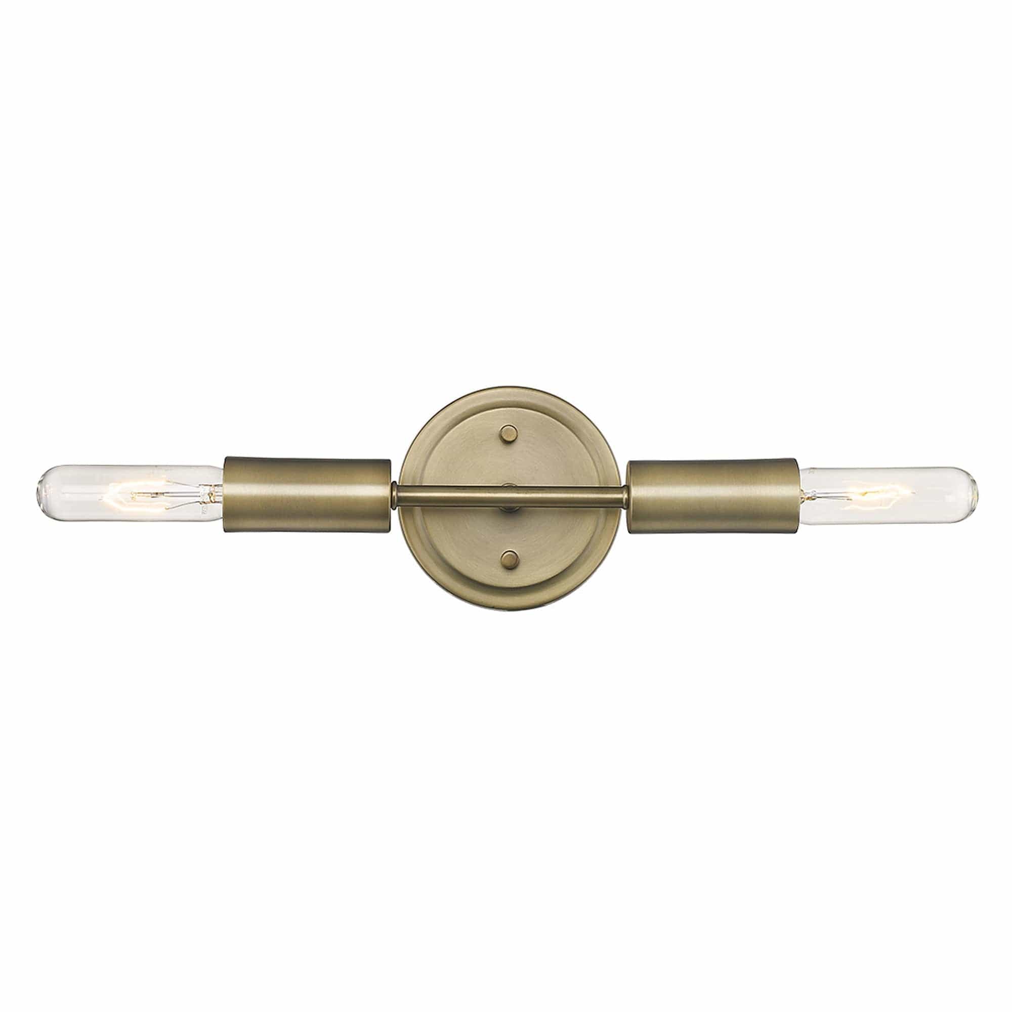 Two Light Dull Gold Narrow Bulb Wall Light