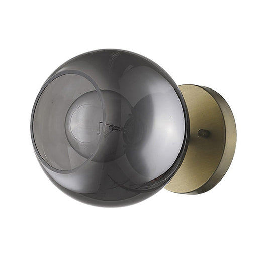 Gold and Smoked Glass Wall Light - Homeroots