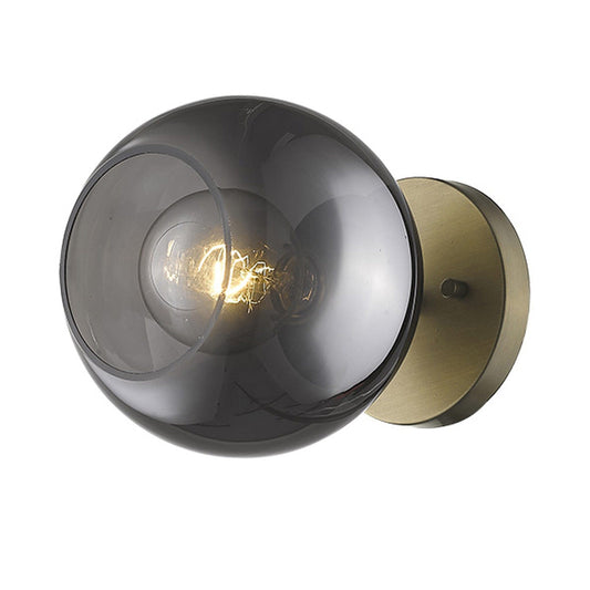 Gold and Smoked Glass Wall Light - Homeroots