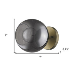 Gold and Smoked Glass Wall Light - Homeroots