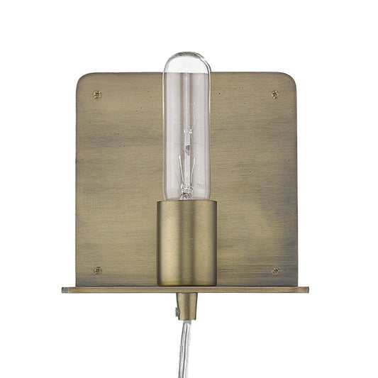 Petite Dull Gold Shelf Wall Light - Homeroots