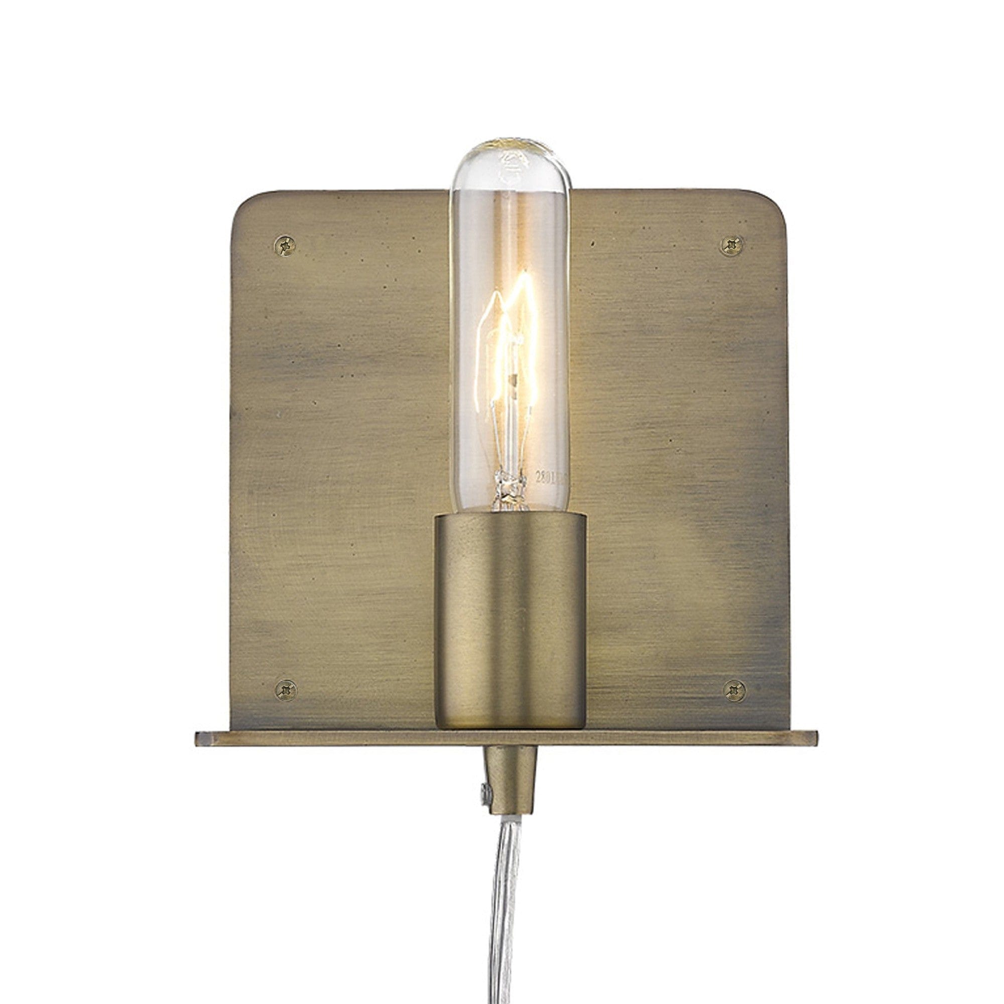 Petite Dull Gold Shelf Wall Light - Homeroots