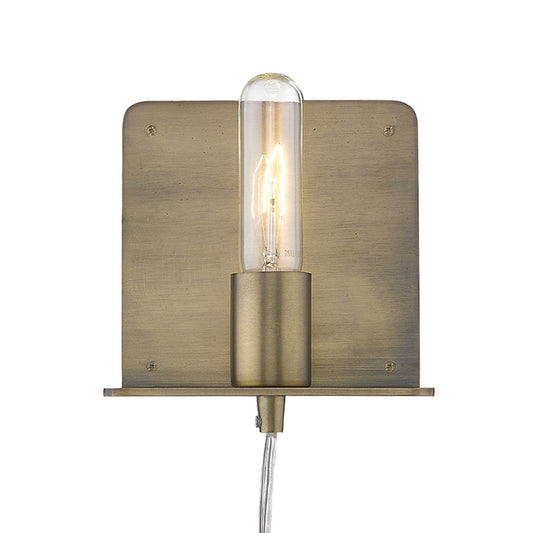 Petite Dull Gold Shelf Wall Light - Homeroots