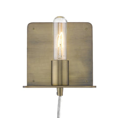 Petite Dull Gold Shelf Wall Light - Homeroots