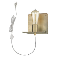 Petite Dull Gold Shelf Wall Light - Homeroots