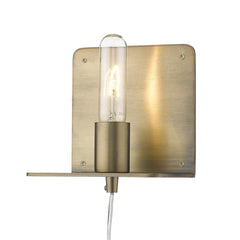 Petite Dull Gold Shelf Wall Light - Homeroots