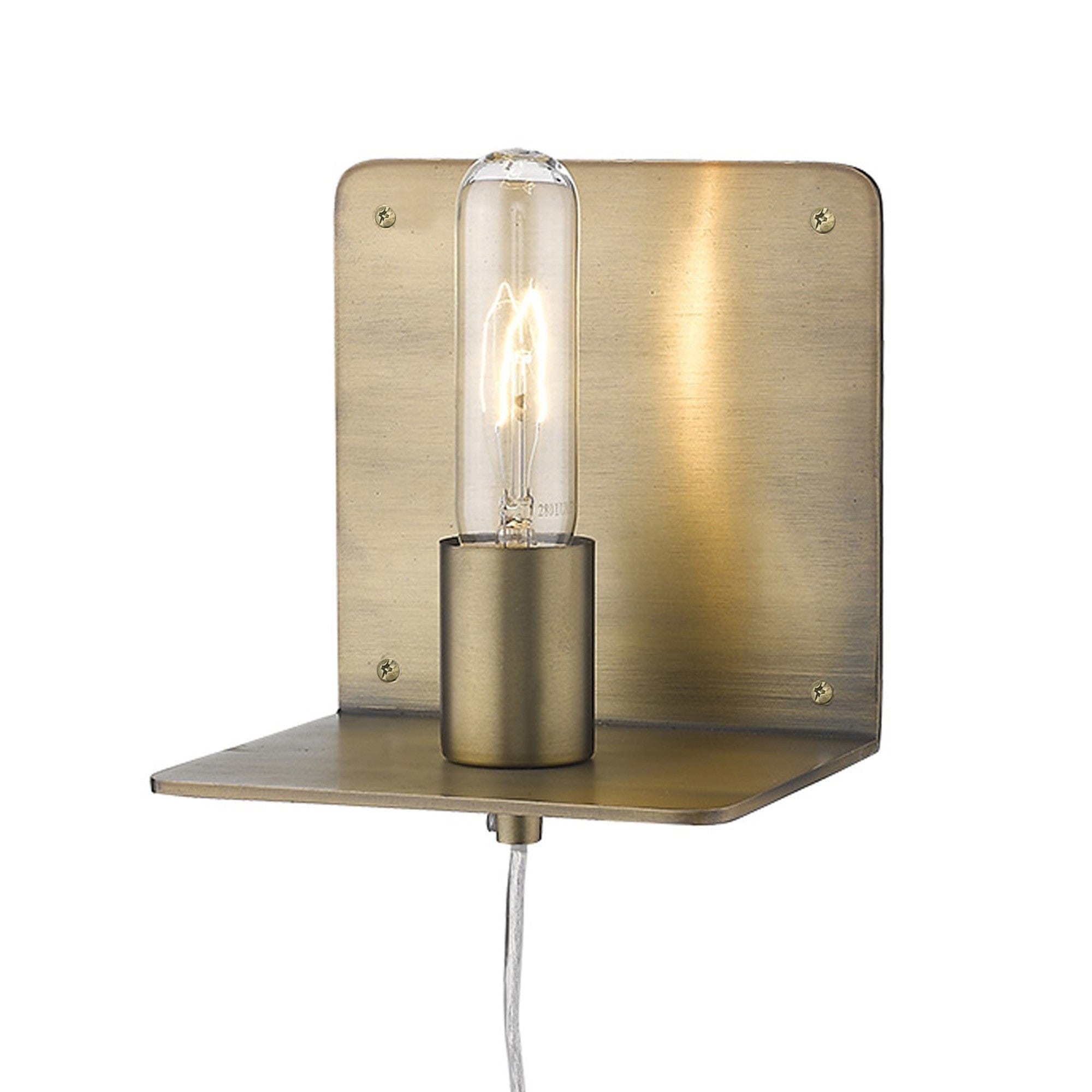 Petite Dull Gold Shelf Wall Light - Homeroots