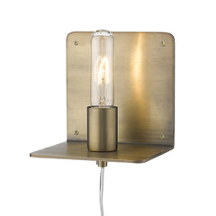 Petite Dull Gold Shelf Wall Light - Homeroots